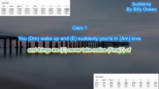 Video voorbeeld van "Suddenly (capo 1) by Billy Ocean play along with scrolling guitar chords and lyrics"