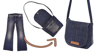 A shoulder bag out of old jeans  how to sew a bag quickly!