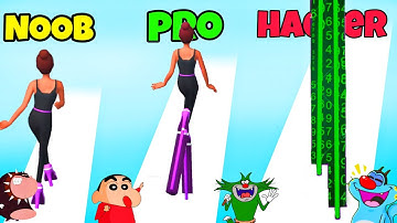 NOOB vs PRO vs HACKER In High Heels Game Android Ios | Oggy, Jack, Shinchan Bob | Daddy Gaming