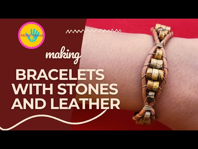 Making bracelets with stones and leather #diy 