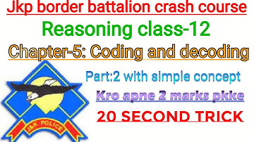 Jkp border battalion Reasoning class-12| Jkp border battalion written exam|
