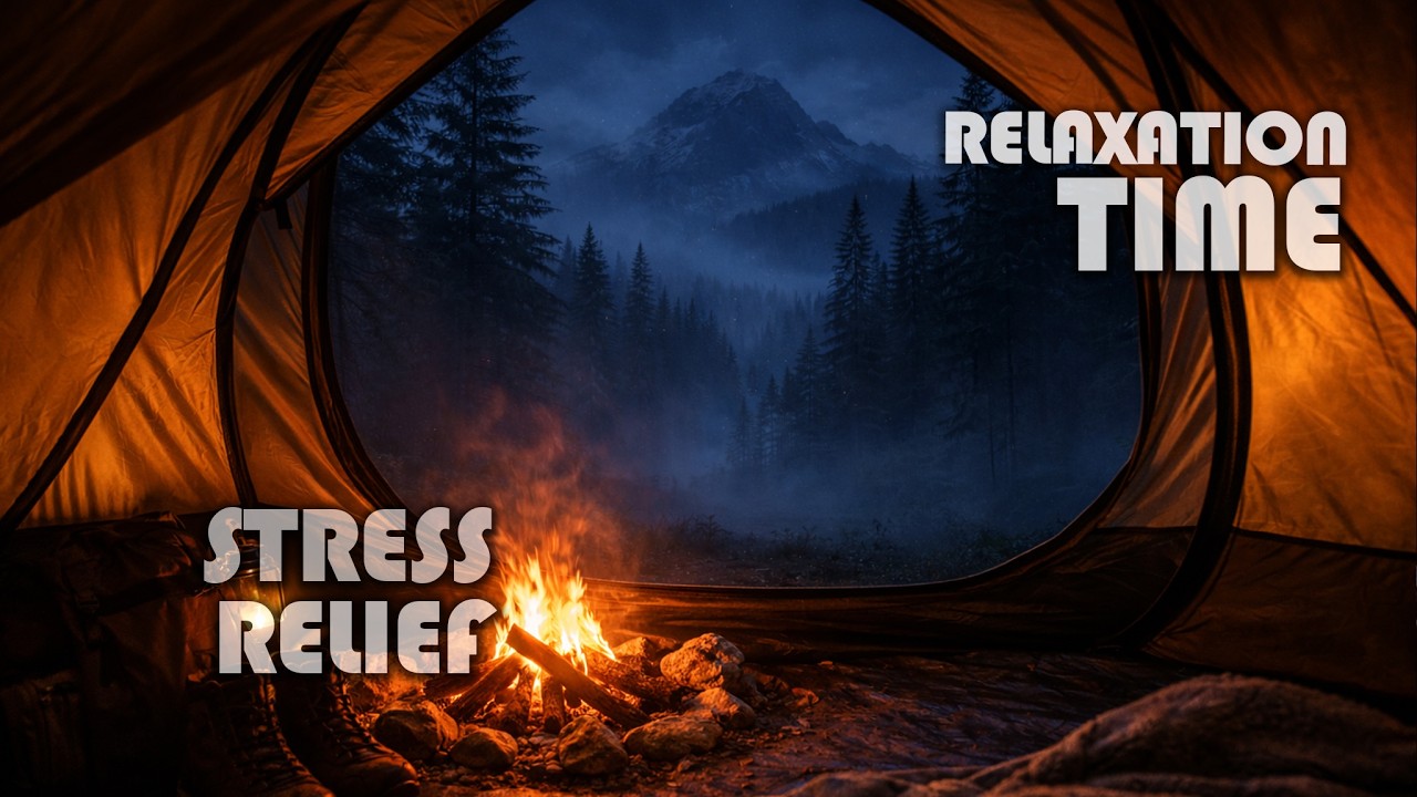 Cozy Camping Tent in Heavy Rain with Campfire Sounds | Relaxing Forest Ambience for Sleep & ASMR