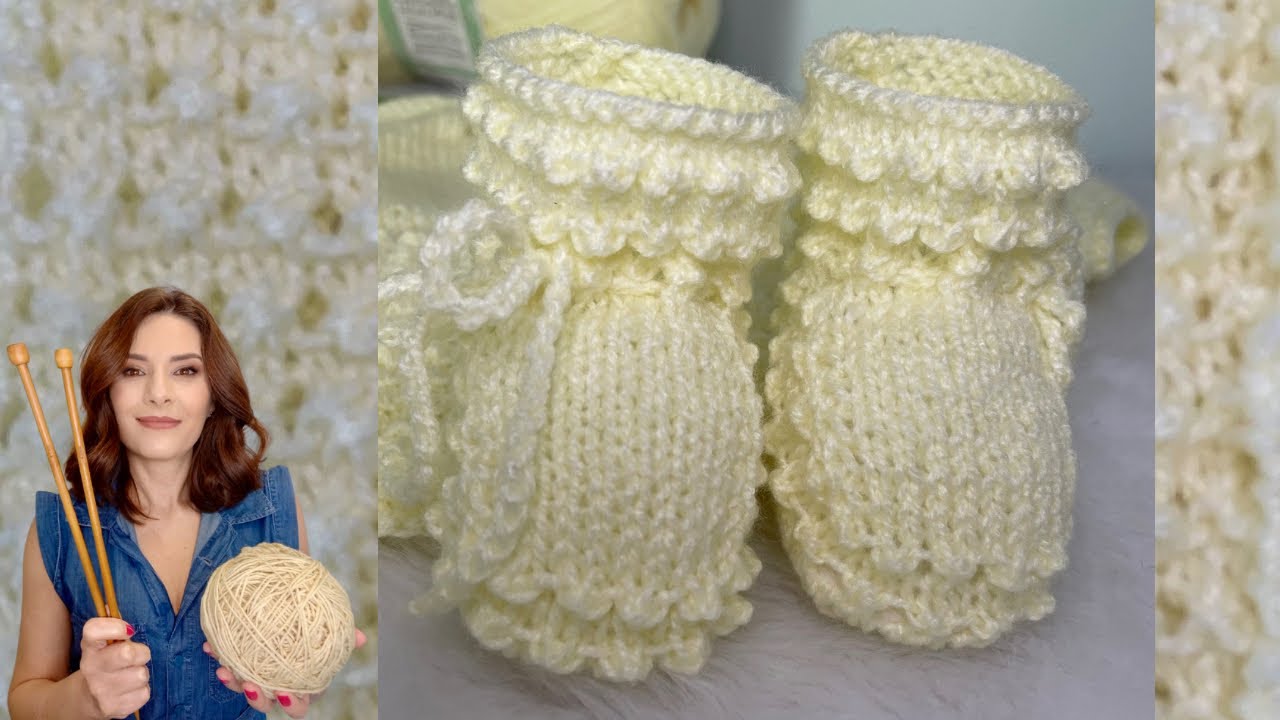 SAPATINHO DE TRICÔ PARA BEBÊ-PONTO FURADINHO