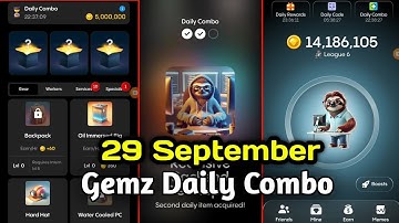 GemZ Daily Combo 29 September  | Gemz Daily Code 26 September | Daily Combo Today