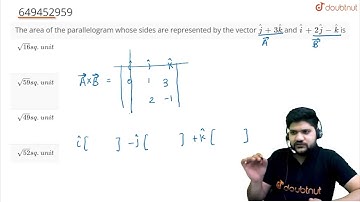 The area of the parallelogram whose sides are represented by the vector hat(j)+3hat(k) and hat(i...