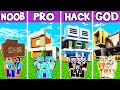 Minecraft Battle : Family Big Expensive House Build Challenge - Noob Vs Pro Vs Hacker Vs God