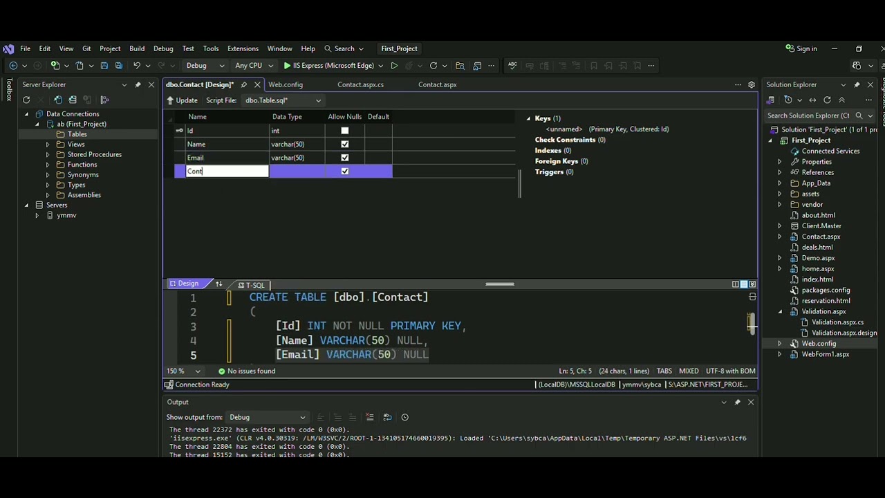 How to Create Table in visual studio 2026 (Sql server) - YouTube