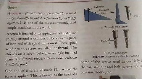 Class-6th, Subject-Physics (7/9/2020) Chapter-4 Simple Machines, Topics covered- Screw and wedge