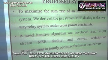 SUM RATE MAXIMIZATION OF AN MIMO TWO WAY RELAY SYSTEM USING MSE DUALITY