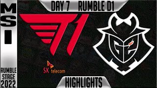 T1 vs G2 Highlights | MSI 2022 Day 7 Rumble Stage D1 | T1 vs G2 Esports