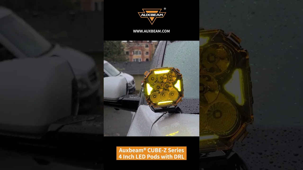 Auxbeam® CUBE-Z Series 4 Inch Combo LED Pod Lights with White DRL & Amber Turn Signal 