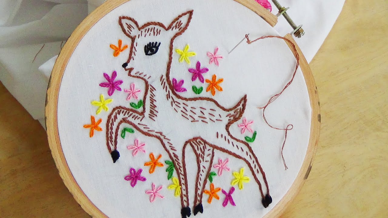 Hand Embroidery Deer embroidery YouTube