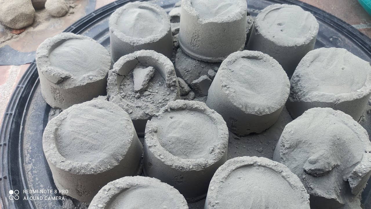 pure cement filled 4: semi gritty cementsand crumbling water and paste