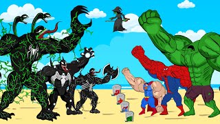 Team HULK, SUPERMAN, SPIDERMAN Vs All VENOM Symbiotes : Returning from the Dead SECRET  FUNNY