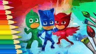 PJ Masks &amp; Night Ninja + PJ Masks Drawing+Art Therapy Oil Paint + Colours for kids