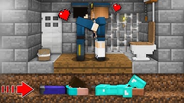 Minecraft NOOB vs PRO: NOOB ESCAPE THROUGH a SECRET TUNNEL from a PRISON ! 100% TROLLING TRAP