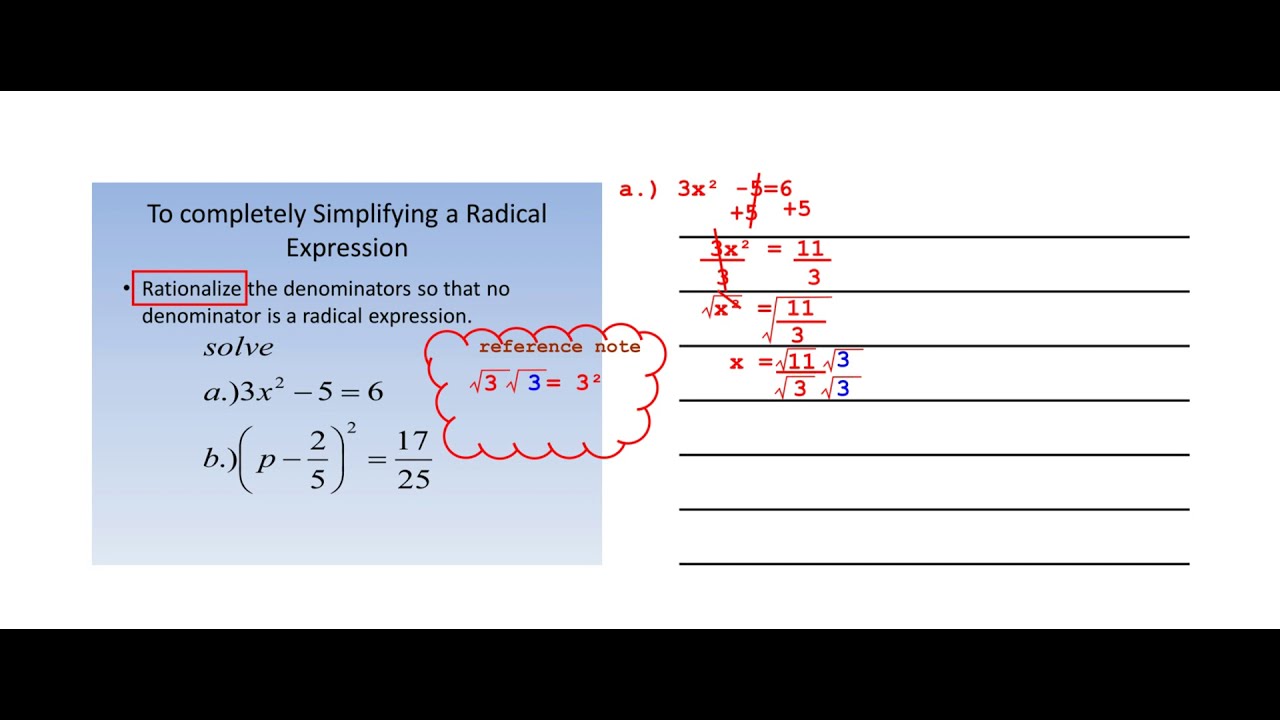 Simplifying Radical Expressions Rationalizing Square Roots - YouTube