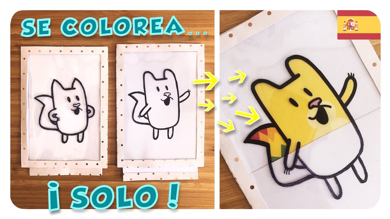 DIBUJO MÁGICO 🎨 Aprende a hacer esta ILUSIÓN ÓPTICA 👁 Truco de MAGIA 🎩 Gato Rainbow & Gata Moon 😸