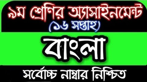 Class 9 Bangla Assignment 2021।।16th Week ।৯ম শ্রেণির বাংলা এসাইনমেন্ট।Class 9 Assignment 16th Week।