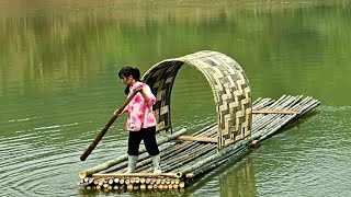 How a girl design a bamboo raft/ Catch mussels and pick vegetables to sell