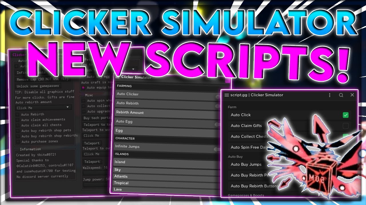 Anime Clicker Simulator Script GUI  AUTO CLICK, AUTO REBIRTH, AUTO EGGS &  MORE!
