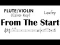 FROM THE START Flute Violin Easier Key Sheet Music Backing Track Partitura Laufey mp3
