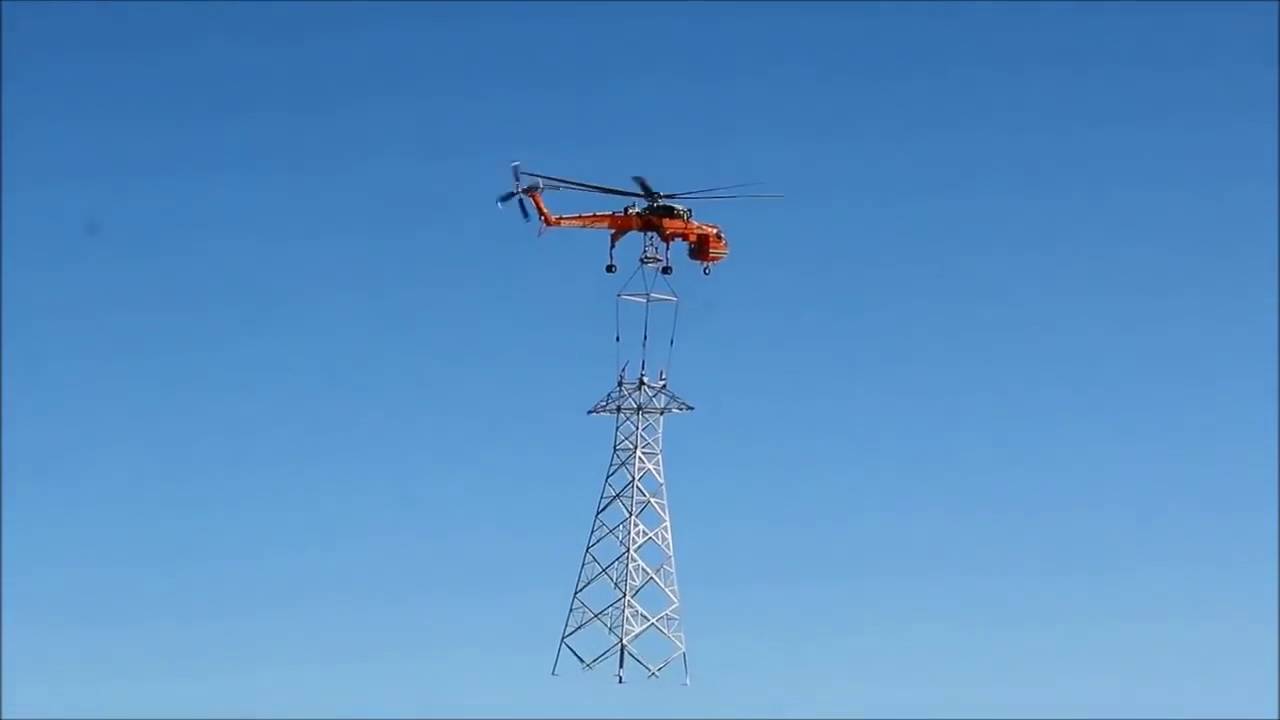 An Incredible Installation of Power Lines by Helicopter Sikorsky