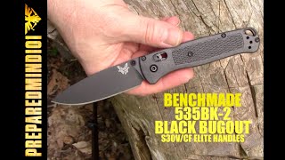 Benchmade 535BK-2 Black Bugout (S30V/CF Elite Scales) - Preparedmind101