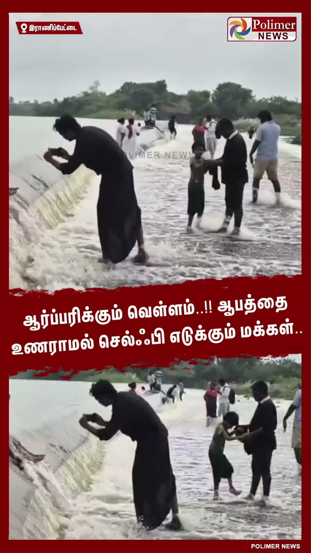 ஆர்ப்பரிக்கும் வெள்ளம்..!! ஆபத்தை உணராமல் செல்ஃபி எடுக்கும் மக்கள்.. #shorts