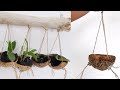 DIY Orchids in Coconut Shell Hanging Planter with Old Tree Branch Holder