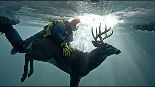 Heroic Rescue Officer Saves A Deer TRAPPED Under A Frozen Lake. 🦌