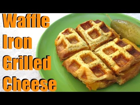 Waffle Iron Grilled Cheese - Mild Cheddar, Provolone and Cherry Tomatoes - PoorMansGourmet