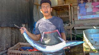 FISH SEAFOOD ACEHNESE 🔪🔥|| WAHOO FISH CUTTING SKILLS FOR STEAK FOOD || STREET FOOD ACEHNESE