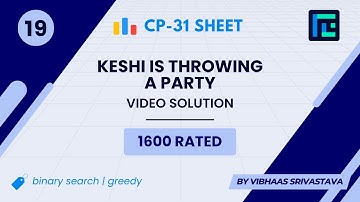 #19 Keshi Is Throwing a Party | Video Solution | 1600 Rated | TLE CP-31 Sheet