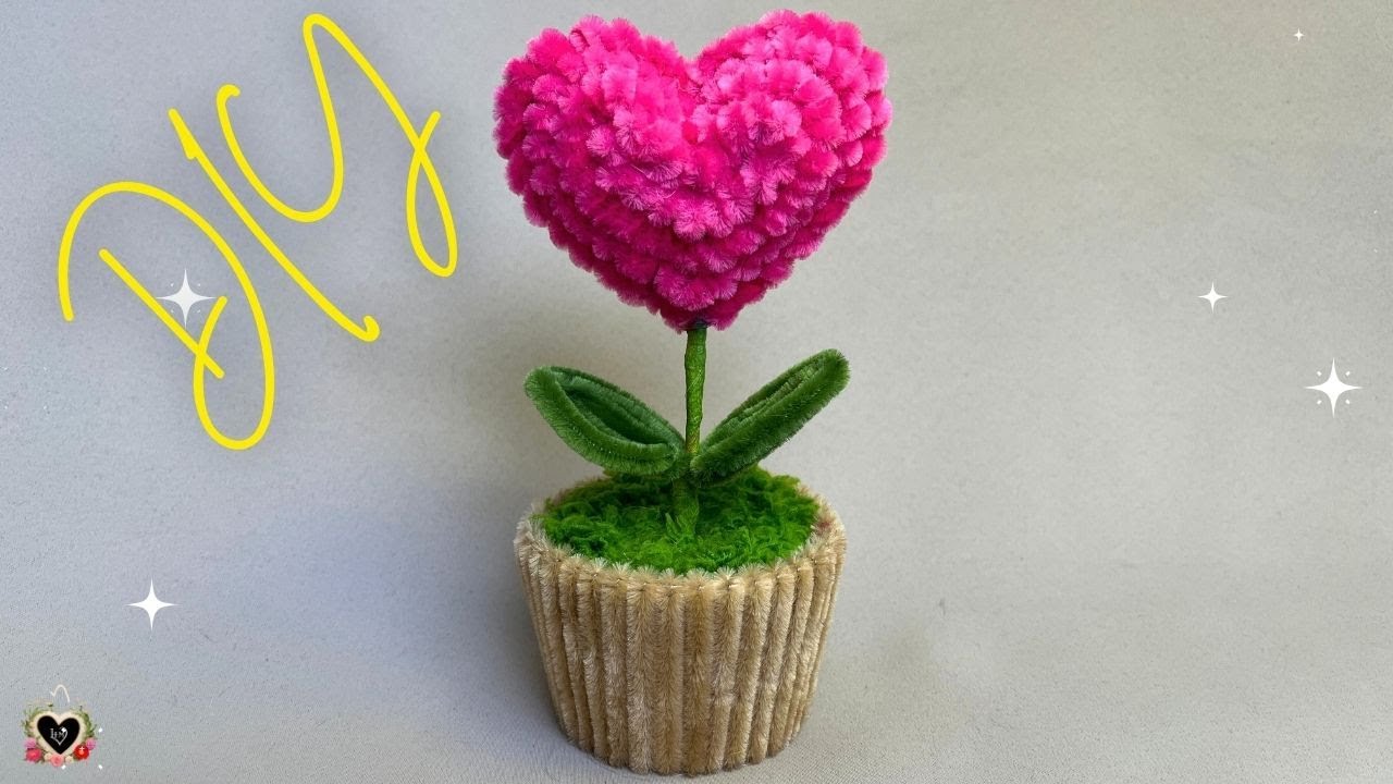 💗Pipe Cleaner Heart💗Very cute Large Heart Flower pot made of Pipe Cleaner | Fuzzy Wire
