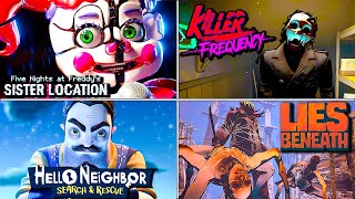 VR Horror Marathon | Fnaf Sister Location | Killer Frequency | Hello Neighbor S&R | Lies Beneath