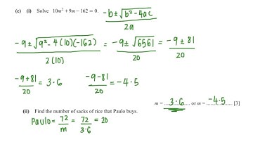 Solving Quadratic Equation using Quadratic Formula | IGCSE MATH (0580) PAST PAPER QUESTIONS