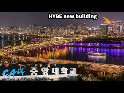 [4K] Gorgeous Night View of Seoul Walk - Han River & Chung-Ang University | 서울 야경 - 상도동,흑석동,중앙대학교,한강