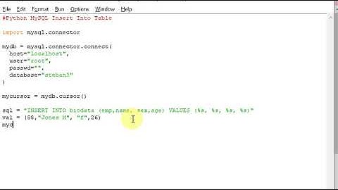 #Python MySQL Insert Into Table