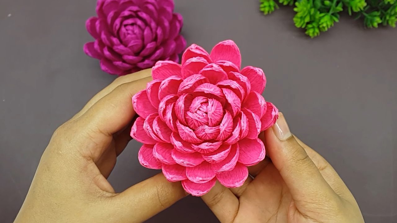 How to make easy and simple paper flower by crepe paper 