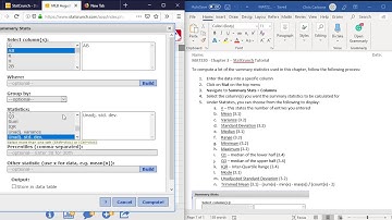 Summary Statistics in StatCrunch