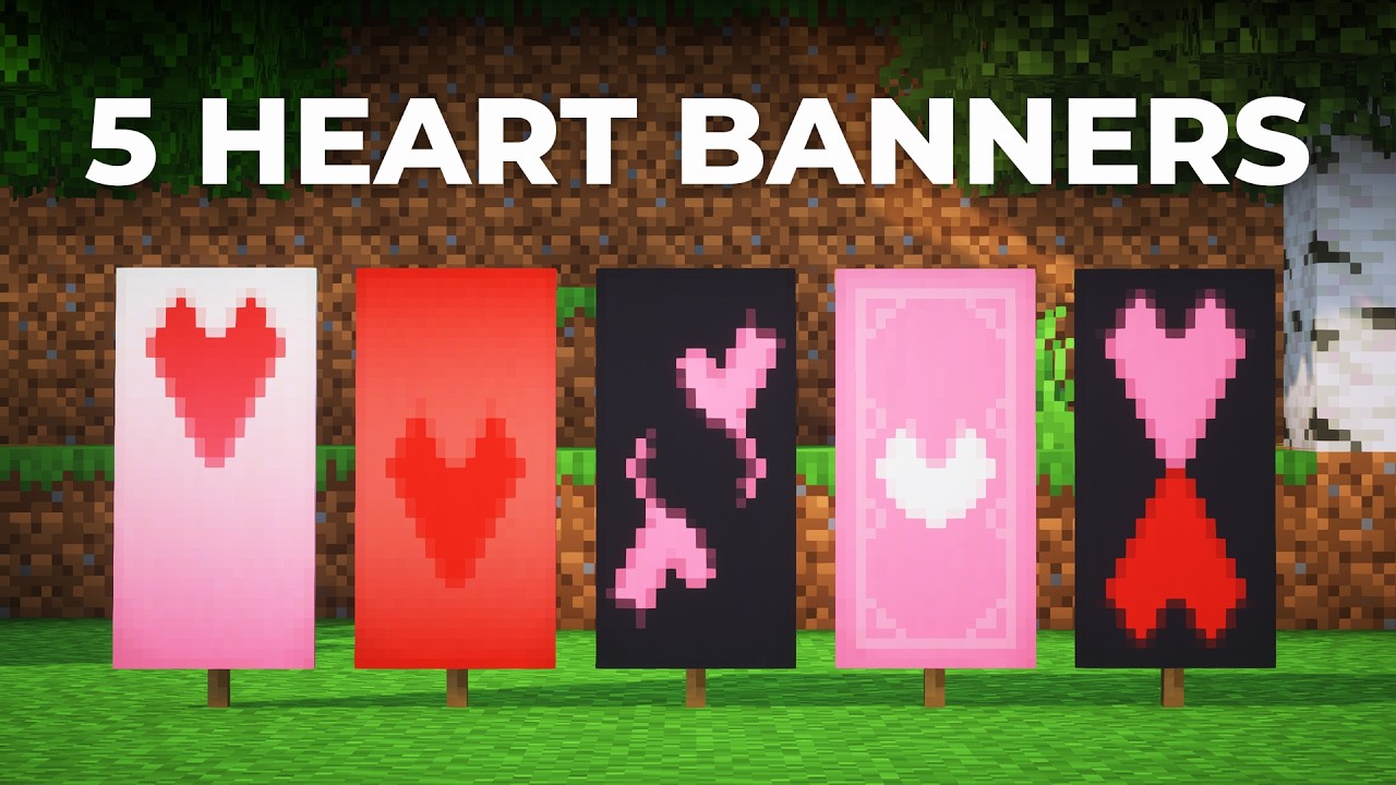 5 Easy Heart Banner Designs in Minecraft 26.1 💖 - YouTube