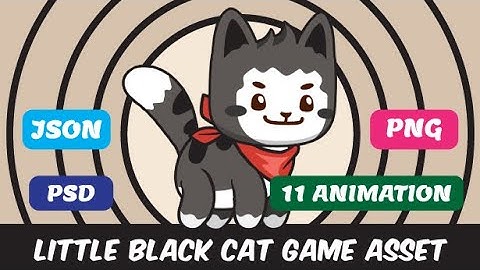 Little Black Cat Game Asset Sprites - Animation Preview