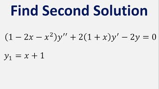 Find 2nd Solution 1 2x X 2 Y 2 1 X Y 2y 0 Y1 X 1 Youtube