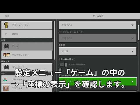 Switchのマインクラフトで座標を表示する方法