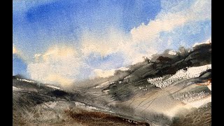 IS SIZE IMPORTANT Loose SKY & MOUNTAINS Watercolor Landscape Painting, Watercolour Tutorial Demo
