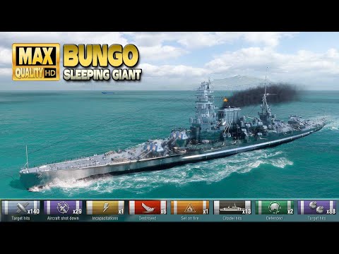 battleship Bungo: Good play on map Trap - World of Warships