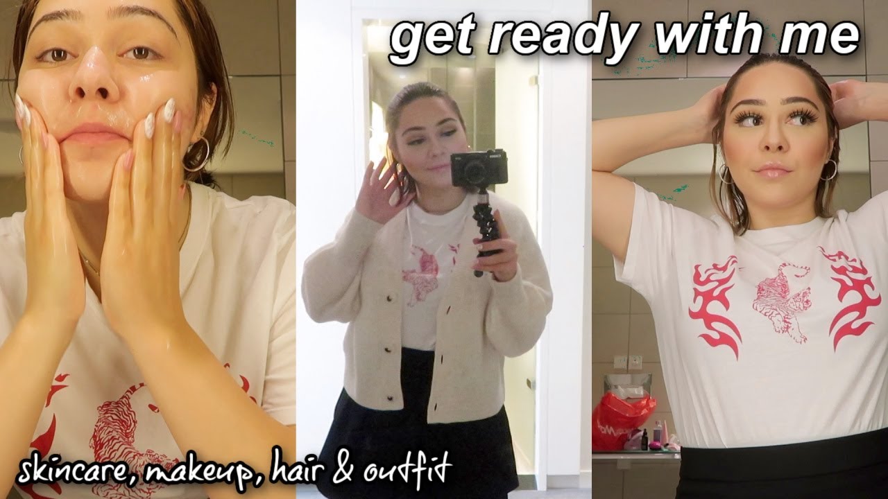 get ready with me in berlin: skincare, makeup, hair & outfit.