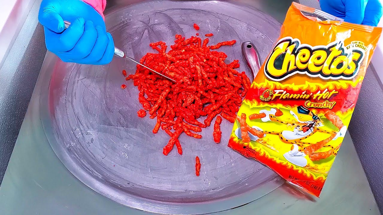 Massive Flamin Hot Cheetos Ice Cream Rolls | Satisfying Asmr - YouTube