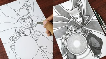 How to Draw "Naruto (Baryon Mode) With Rasengan" | Step by Step (Tutorial) - Anime Drawing